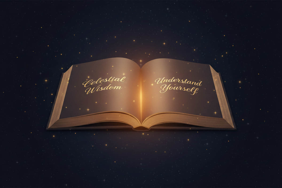 Celestial artwork illustrating a personalised birth chart report