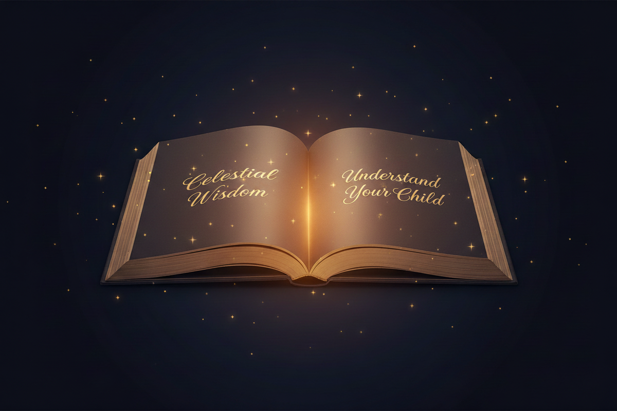 Celestial artwork illustrating a personalised child astrology report