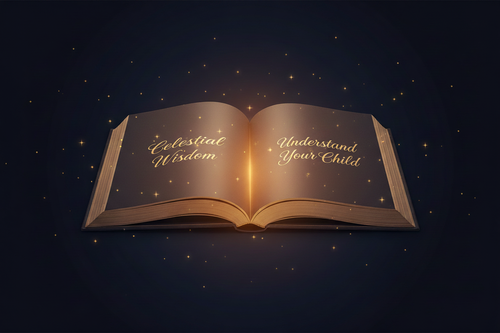 Celestial artwork illustrating a personalised child astrology report